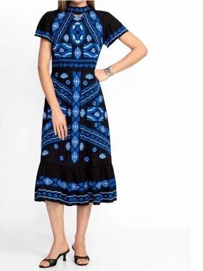 NWT Johnny Was Steph Embroidered Midi Dress #112